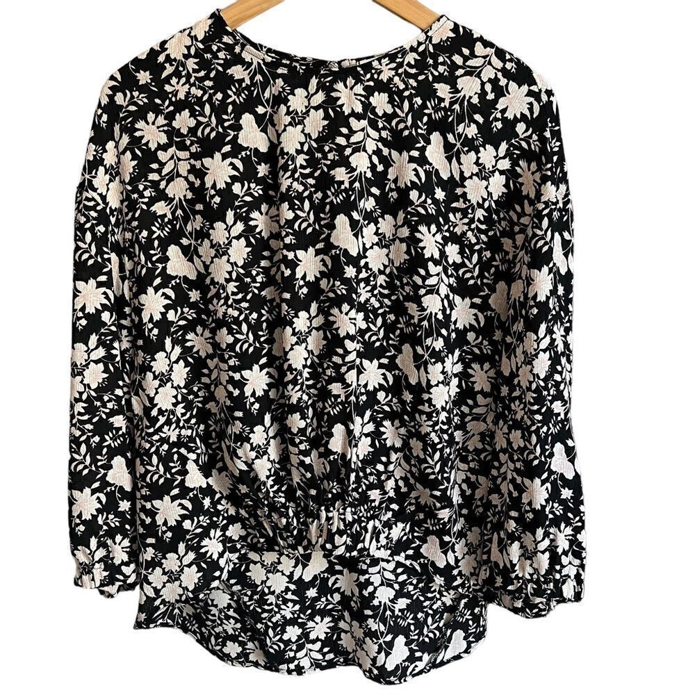 Anthropologie Everleigh Floral Blouse size Small High Low 3/4 Sleeve Boho Top